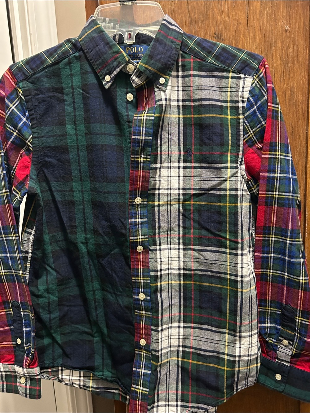 Boys L 14/16 Polo by Ralph Lauren Multicolor Patchwork Plaid Button-Down Shirt